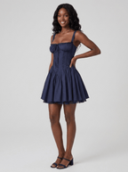 Ava | Nostalgic Cotton Corset Lace Mini Dress - HoneyvineDress