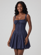 Ava | Nostalgic Cotton Corset Lace Mini Dress - HoneyvineDress