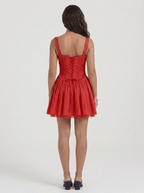 Ava | Nostalgic Cotton Corset Lace Mini Dress - HoneyvineDress