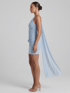 Susan | Chic One Shoulder Ruched Mini Cocktail Dress - HoneyvineDress