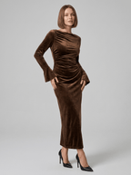 Bianca | Captivating Velvet Bodycon Midi Dress - HoneyvineDress