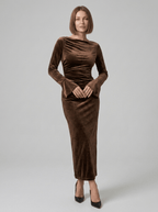 Bianca | Captivating Velvet Bodycon Midi Dress - HoneyvineDress