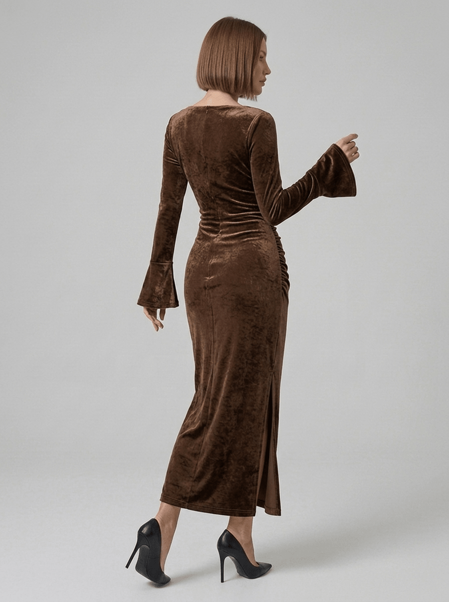 Bianca | Captivating Velvet Bodycon Midi Dress - HoneyvineDress