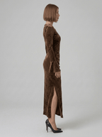 Bianca | Captivating Velvet Bodycon Midi Dress - HoneyvineDress