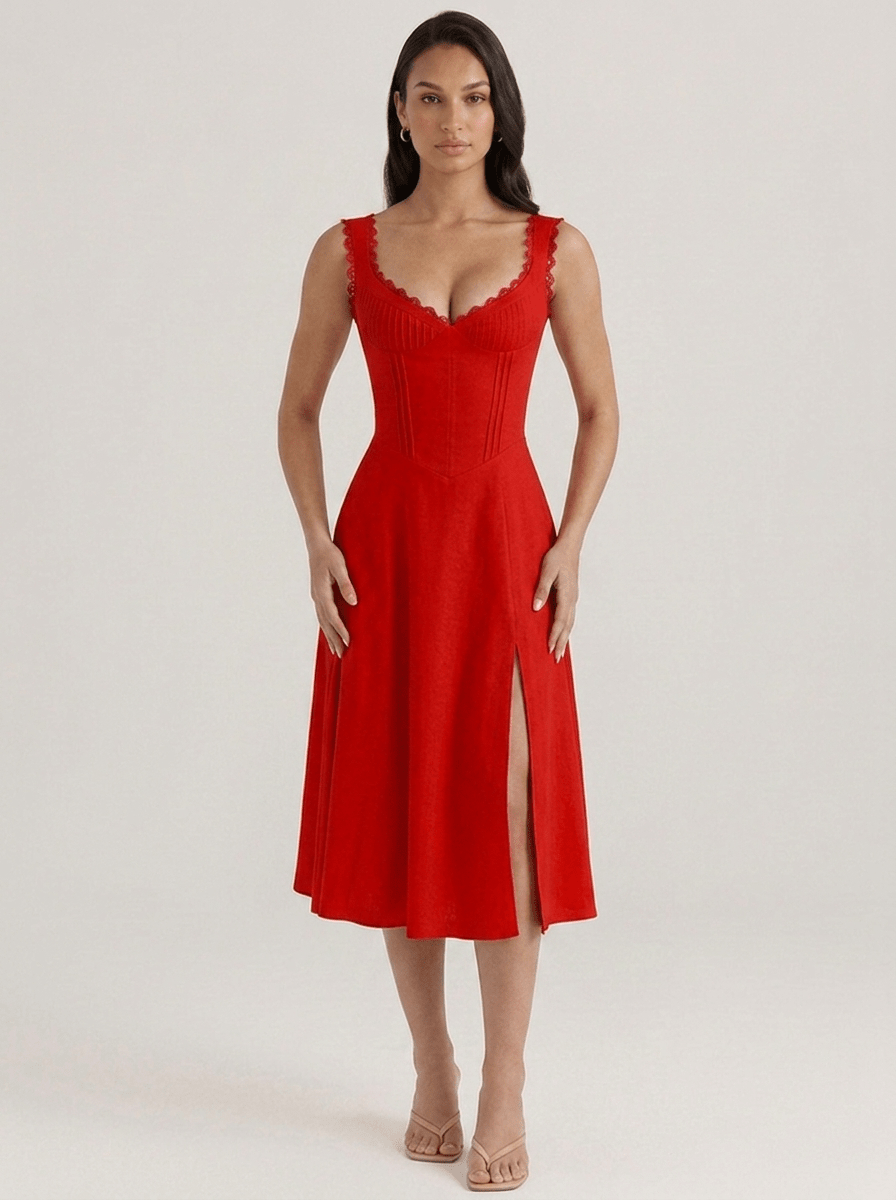 Sienna | Timeless Cotton Corset Summer Cocktail Party Dress - HoneyvineDress