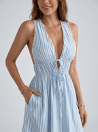 Celeste | Classic Striped Sleeveless Mini Dress - HoneyvineDress