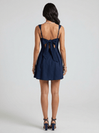 Eve | Feminine Navy Blue Skater Mini Casual Summer Dress - HoneyvineDress