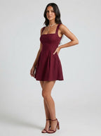 Eve | Feminine Navy Blue Skater Mini Casual Summer Dress - HoneyvineDress