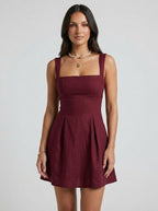 Eve | Feminine Navy Blue Skater Mini Casual Summer Dress - HoneyvineDress