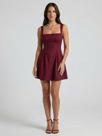 Eve | Feminine Navy Blue Skater Mini Casual Summer Dress - HoneyvineDress