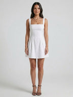 Eve | Feminine Navy Blue Skater Mini Casual Summer Dress - HoneyvineDress