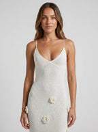 Cecilia | Elegant 3D Rose Holiday Maxi Dress - HoneyvineDress