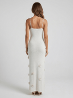 Cecilia | Elegant 3D Rose Holiday Maxi Dress - HoneyvineDress