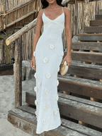 Cecilia | Elegant 3D Rose Holiday Maxi Dress - HoneyvineDress