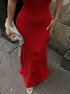 Cecilia | Elegant 3D Rose Holiday Maxi Dress - HoneyvineDress