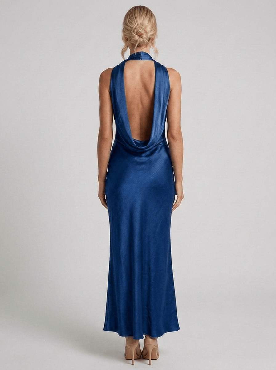 Amelia | Silky Satin Tube Maxi Homecoming Dress - HoneyvineDress