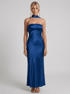 Amelia | Silky Satin Tube Maxi Homecoming Dress - HoneyvineDress