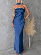 Amelia | Silky Satin Tube Maxi Homecoming Dress - HoneyvineDress