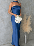 Amelia | Silky Satin Tube Maxi Homecoming Dress - HoneyvineDress