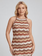 Vanessa | Confident Chevron Crochet Knit Mini Dress - HoneyvineDress