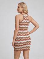 Vanessa | Confident Chevron Crochet Knit Mini Dress - HoneyvineDress