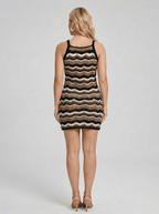 Vanessa | Confident Chevron Crochet Knit Mini Dress - HoneyvineDress