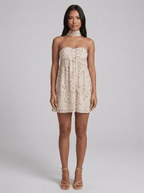 Valentina | Sweet Babydoll Mini Dress with Neck Scarf - HoneyvineDress