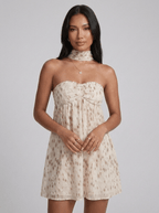 Valentina | Sweet Babydoll Mini Dress with Neck Scarf - HoneyvineDress