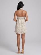 Valentina | Sweet Babydoll Mini Dress with Neck Scarf - HoneyvineDress