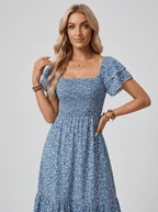 Lillian | Flowing Floral Midi Summer Holiday Dress - HoneyvineDress