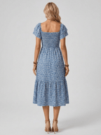 Lillian | Flowing Floral Midi Summer Holiday Dress - HoneyvineDress