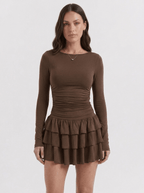 Paula | Cute Long Sleeve Ruched Mini Party Dress - HoneyvineDress