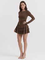 Paula | Cute Long Sleeve Ruched Mini Party Dress - HoneyvineDress