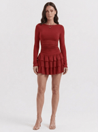 Paula | Cute Long Sleeve Ruched Mini Party Dress - HoneyvineDress
