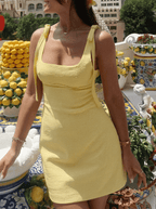 Olivia | Vibrant Tie - Shoulder Mini Summer Dress - HoneyvineDress