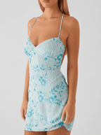 Ashley | Sweet Floral Embroidered Mini Holiday Dress - HoneyvineDress