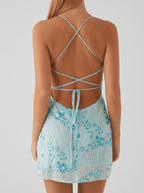 Ashley | Sweet Floral Embroidered Mini Holiday Dress - HoneyvineDress
