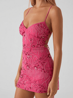 Ashley | Sweet Floral Embroidered Mini Holiday Dress - HoneyvineDress