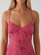 Ashley | Sweet Floral Embroidered Mini Holiday Dress - HoneyvineDress