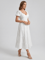 Paisley | Alluring Puff Sleeve Boho Maxi Dress for Holiday Season - HoneyvineDress