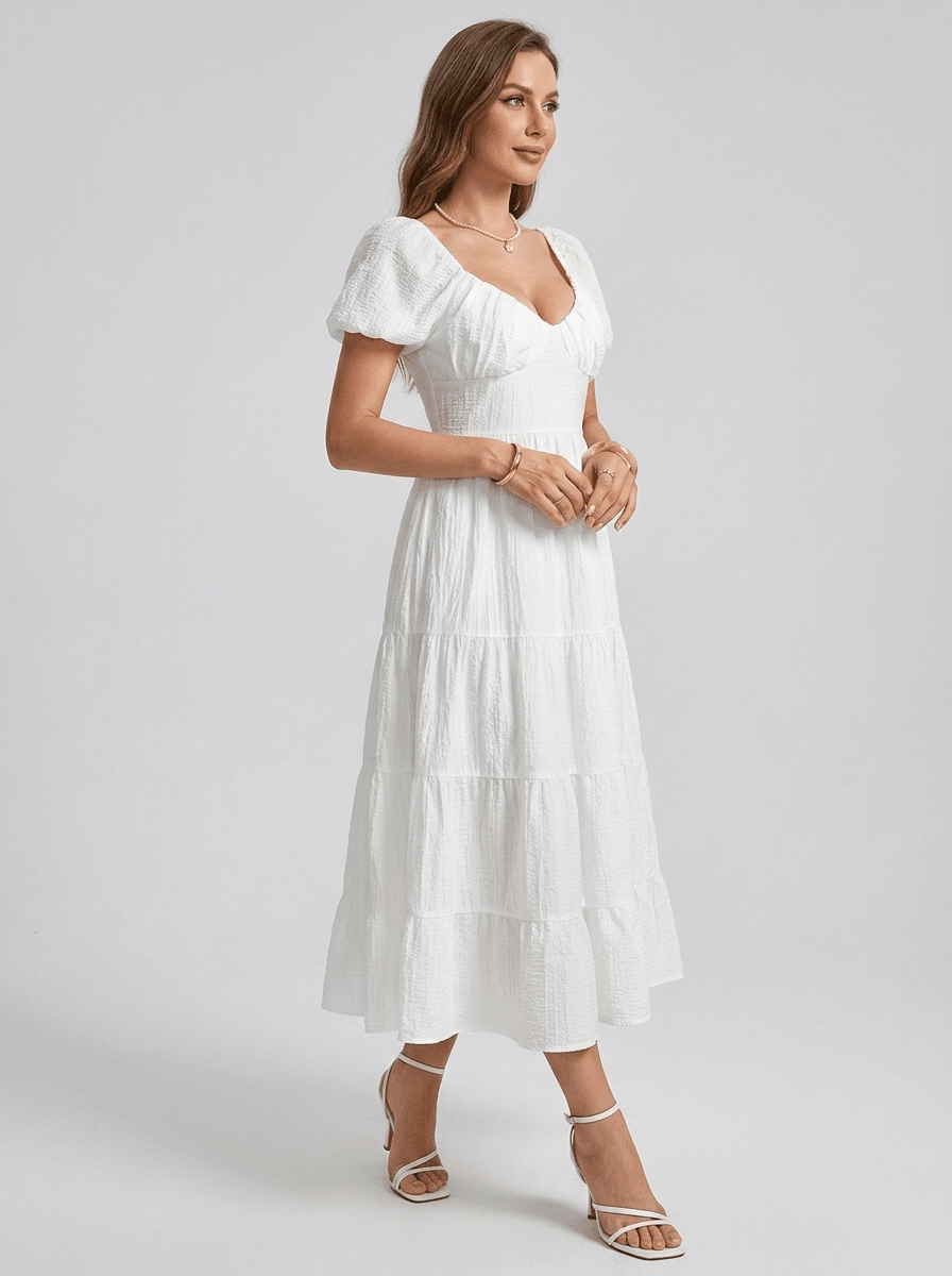 Paisley | Alluring Puff Sleeve Boho Maxi Dress for Holiday Season - HoneyvineDress