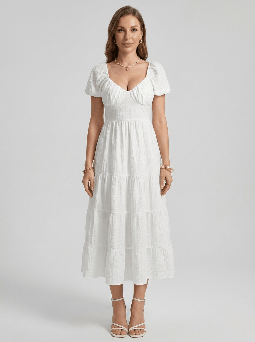 Paisley | Alluring Puff Sleeve Boho Maxi Dress for Holiday Season - HoneyvineDress