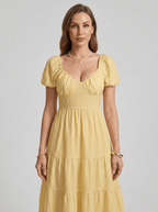 Paisley | Alluring Puff Sleeve Boho Maxi Dress for Holiday Season - HoneyvineDress