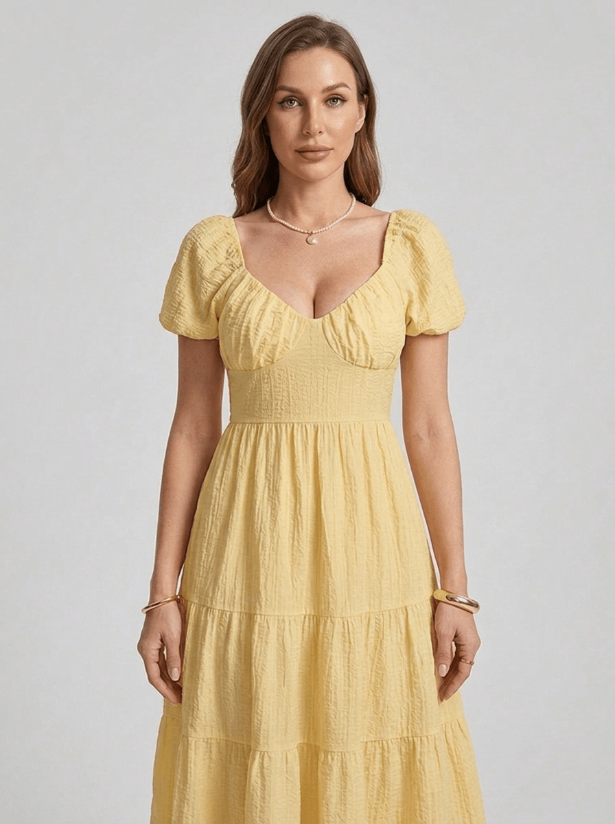 Paisley | Alluring Puff Sleeve Boho Maxi Dress for Holiday Season - HoneyvineDress
