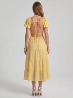 Paisley | Alluring Puff Sleeve Boho Maxi Dress for Holiday Season - HoneyvineDress