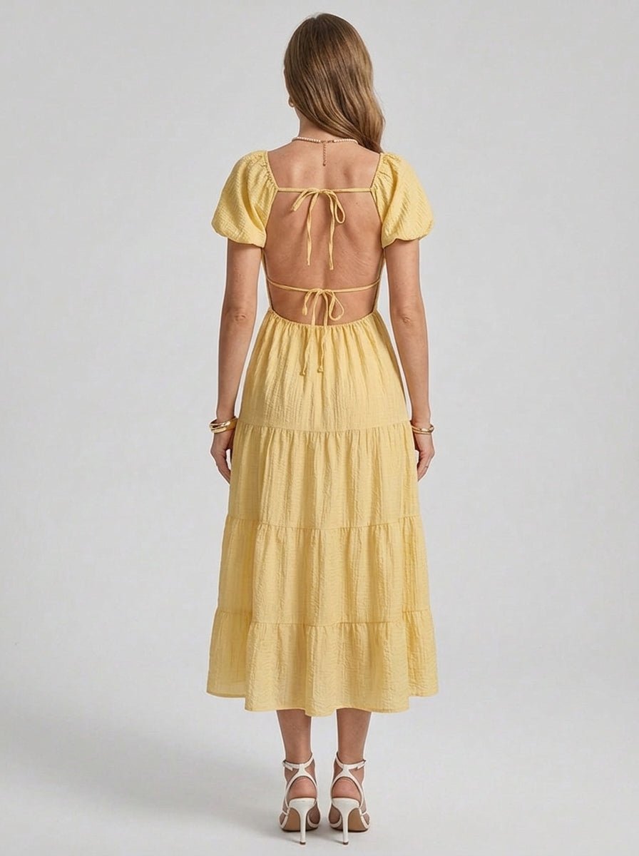 Paisley | Alluring Puff Sleeve Boho Maxi Dress for Holiday Season - HoneyvineDress