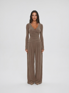 Dorothea | Comfortable Long Sleeve Top and Wide Leg Pants Set