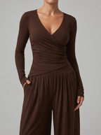 Dorothea | Comfortable Long Sleeve Top and Wide Leg Pants Set