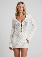 Isabella | White Crochet Knit Cover Up Beach Dress