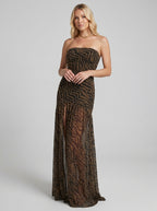 Hazel | Chic Zebra Print Maxi Cocktail Dress